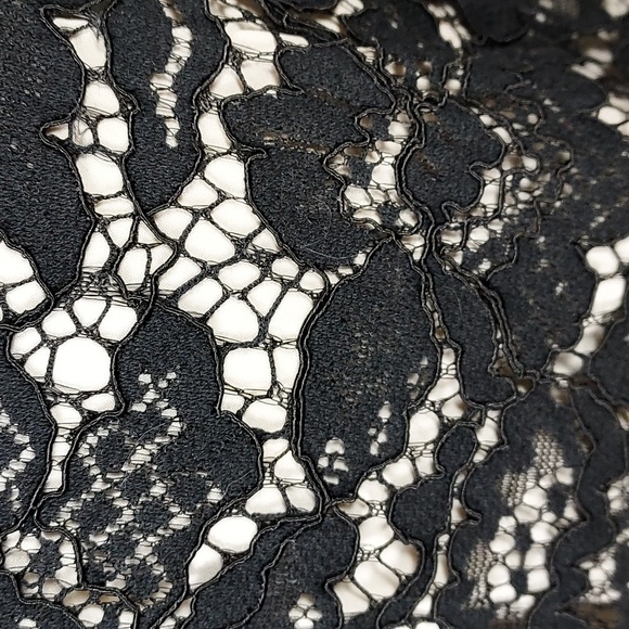 ModCloth Black Floral Lace Ruffled Hem Halter Fit & Flare Cocktail Midi Dress 14 - Picture 4 of 8